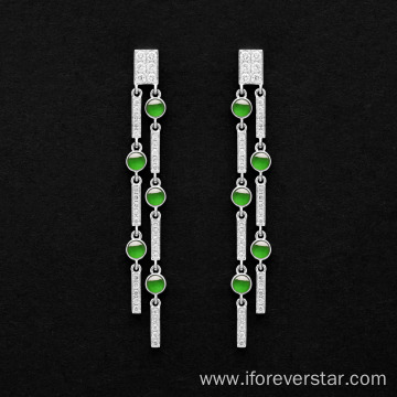 Nice Green Color Icy Jadeite Drops Earrings Jewelry